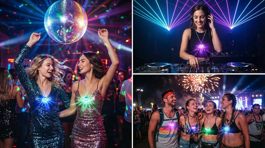 LED disco necklace styling inspiration for parties and festivals