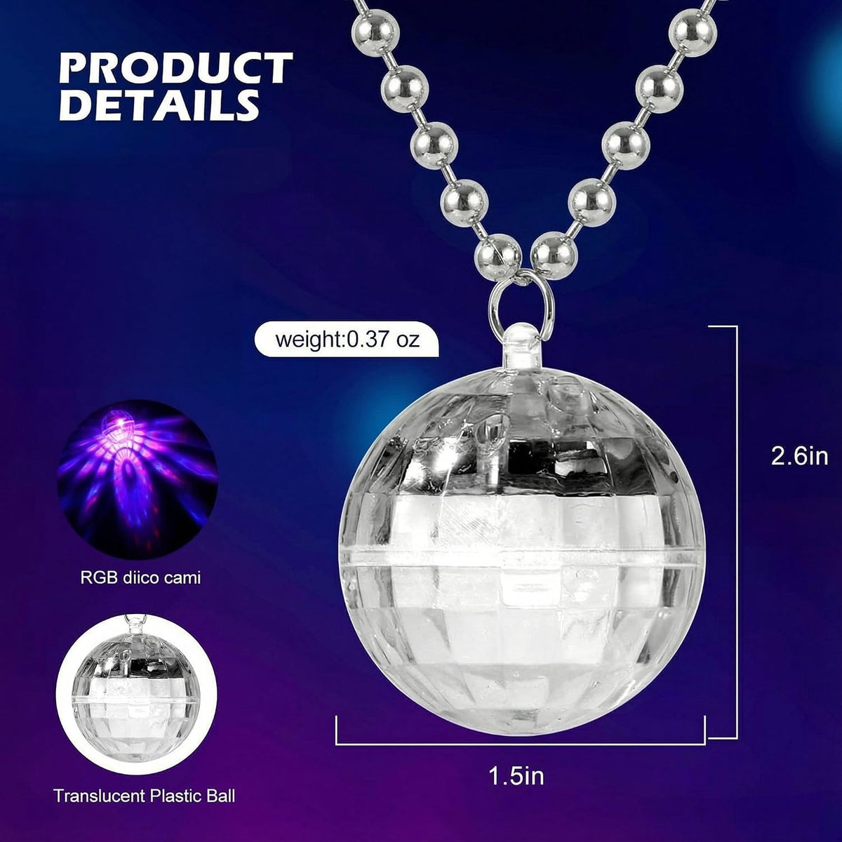 16-Color Rechargeable LED Disco Necklace