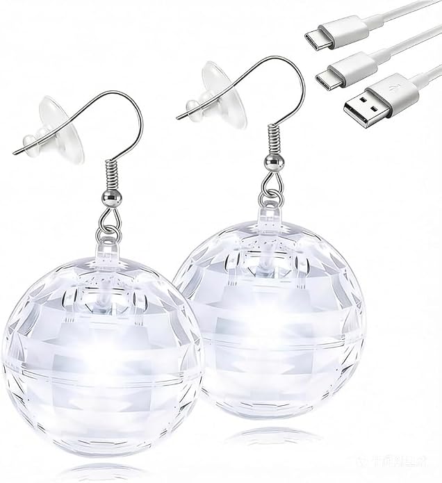 CHAOLR White-Light Disco-Ball LED Earrings | 1 Pair