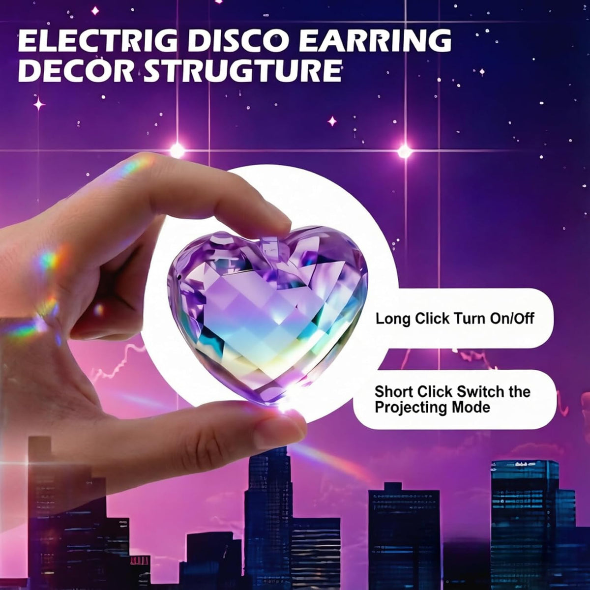 Heart-shaped LED earring button controls