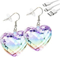 Multicolor heart-shaped LED earrings, one pair with charging cable